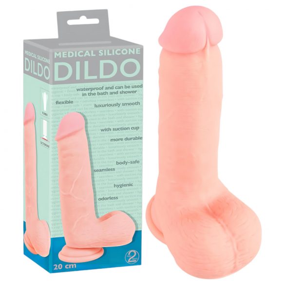 Naturalny prosty silikonowy dildo (20cm) - Medyczna jakość