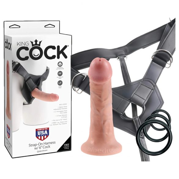 King Cock Strap-on 6 - przyczepiany dildo - naturalny