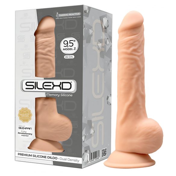 Silexd 9,5 - dildo z przyssawką - 24 cm (naturalny)