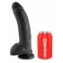 King Cock 9 - duży czarny dildo z jądrami i przyssawką (23 cm)