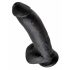 King Cock 9 - duży czarny dildo z jądrami i przyssawką (23 cm)