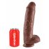 King Cock 11 - brązowy dildo z przyssawką i jądrami (28 cm)