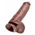 King Cock 11 - brązowy dildo z przyssawką i jądrami (28 cm)