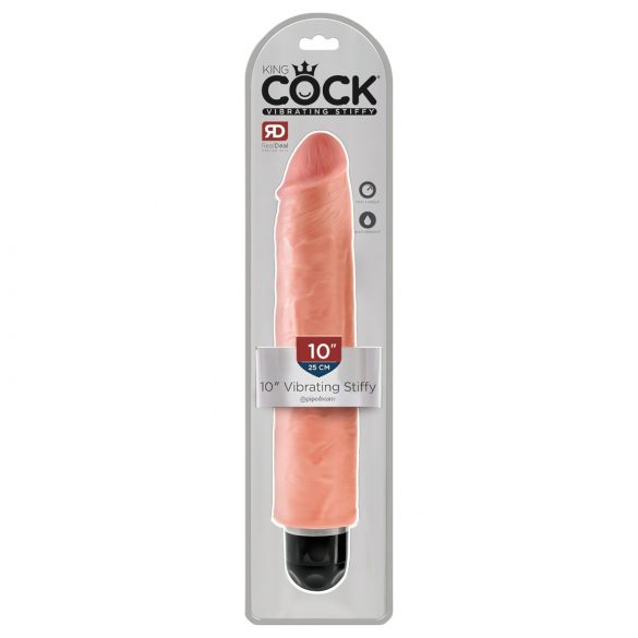 King Cock 10 Stiffy - wodoodporny, realistyczny wibrator (25cm) - naturalny