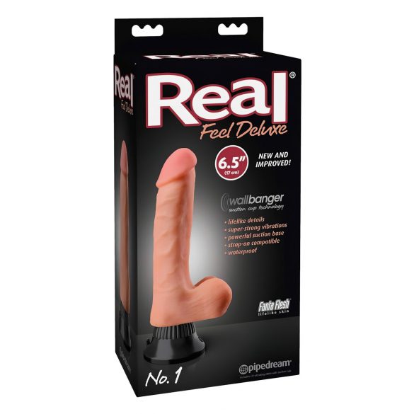 Real Feel Deluxe No.1 - realistyczny wibrator z jądrami (naturalny)