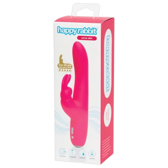 Happyrabbit Curve Slim - wodoodporny wibrator z ramieniem, różowy