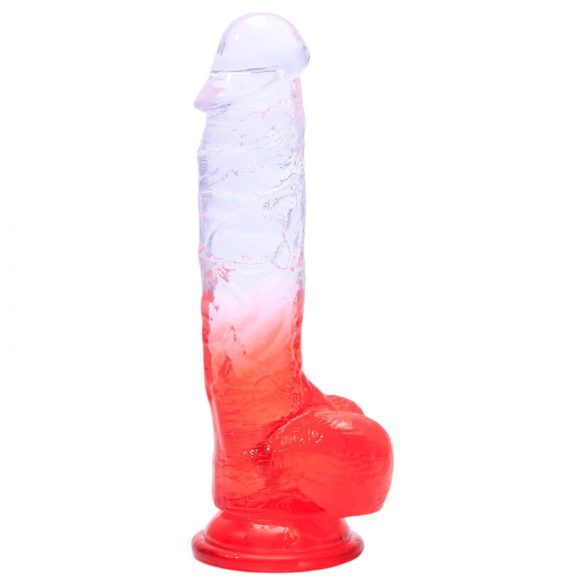 Sunfo - przyssawkowy, realistyczny dildo - 21 cm (przezroczysto-czerwony)