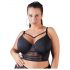 Cottelli Plus Size - koronkowy biustonosz z paskami (czarny) - 90D