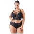 Cottelli Plus Size - koronkowy biustonosz z paskami (czarny) - 90D