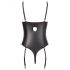 Abierta Fina - seksowne koronkowe body z otwartym przodem (czarne) - 80B/M