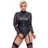 Cottelli Bondage Plus Size - koronkowe body z długim rękawem (czarne) - 2XL