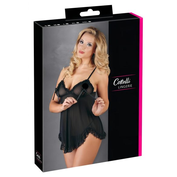 Cottelli - Powabny babydoll z falbanką (czarny)