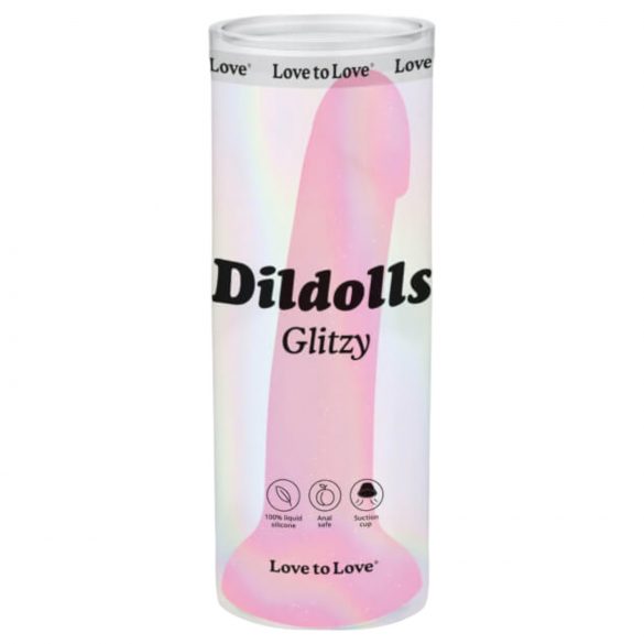 Dildolls Glitzy - silikonowy dildo z przyssawką (różowy)