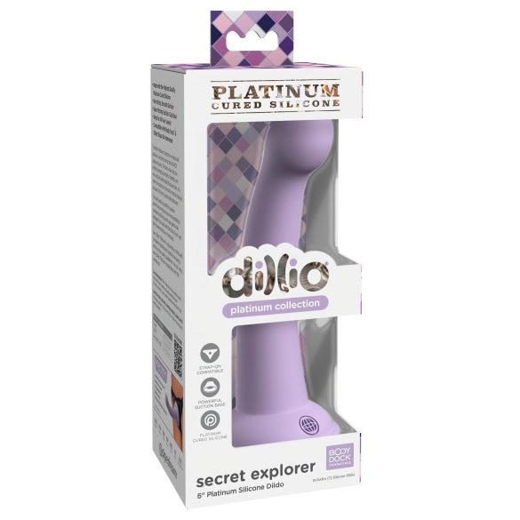 Dillio Secret Explorer - fioletowy dildo żołędziowy z przyssawką (17cm)