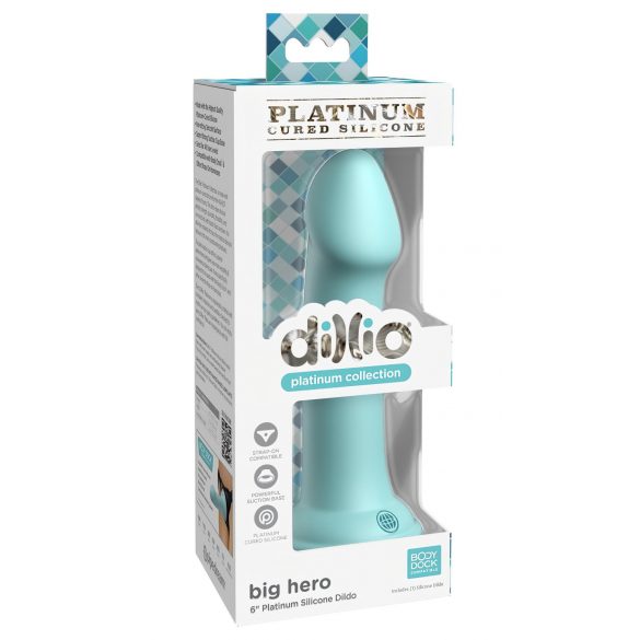 Dillio Big Hero - dildo z przyssawką (17 cm) - turkusowy