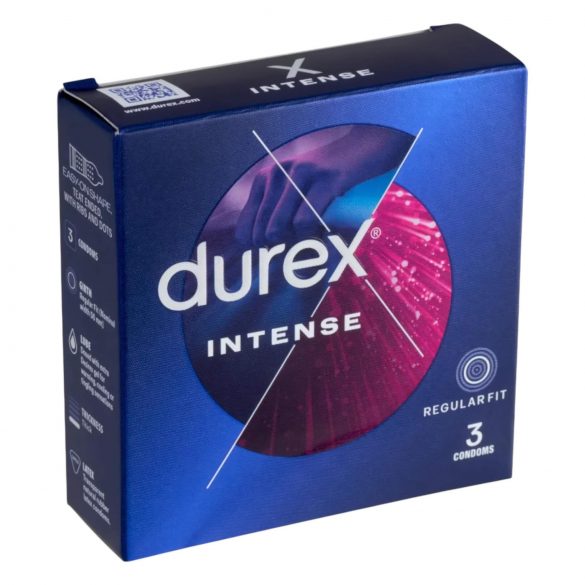 Durex Intense - prążkowane i punktowane prezerwatywy (3 szt.)