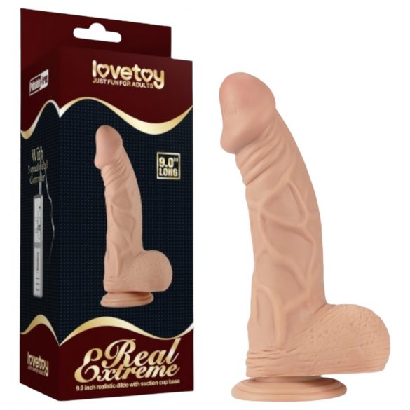 Lovetoy Real Extreme - naturalny dildo z przyssawką i jądrami - 23 cm