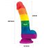 Lovetoy Prider - realistyczny silikonowy dildo - 19 cm (tęcza)