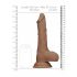 RealRock - naturalny dildo 25cm z jądrami, ciemny odcień