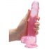 REALROCK - przezroczysty realistyczny dildo - różowy (19cm)