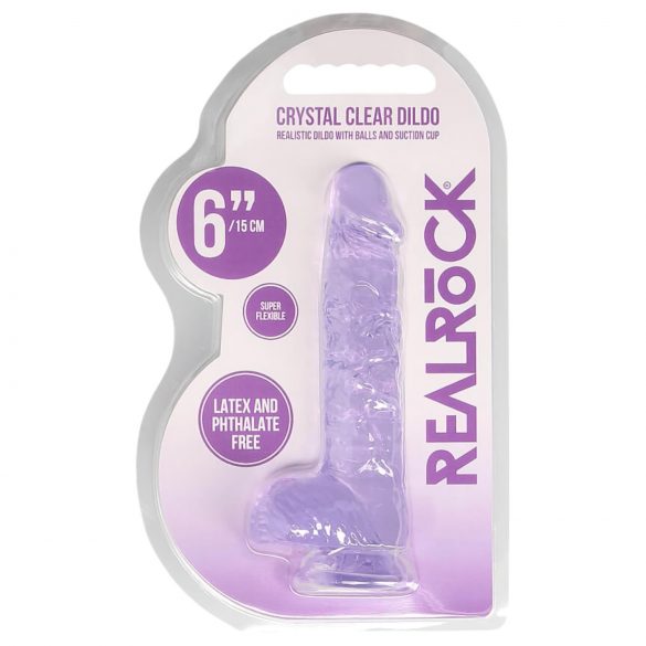 REALROCK - przezroczysty fioletowy dildo - 15cm