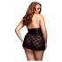 BACI Plus Size - koronkowy babydoll na szyję - czarny (XL-XXL)